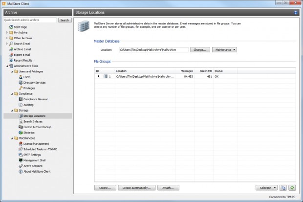 MailStore Server Ekran Görüntüsü MailStore Server Ekran Görüntüsü
