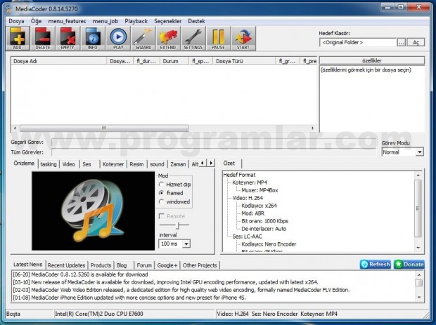 MediaCoder Ekran Görüntüsü