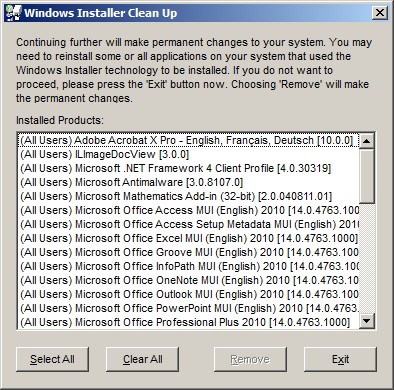 Windows Installer CleanUp Utility Ekran Goruntusu