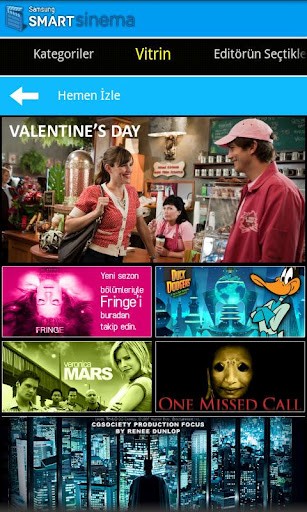 Samsung Smart Sinema Ekran Görüntüsü