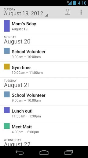 Google Calendar Ekran Görüntüsü