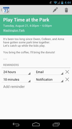 Google Calendar Ekran Görüntüsü