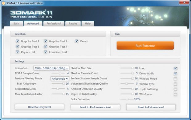 3DMark 11 Ekran Goruntusu