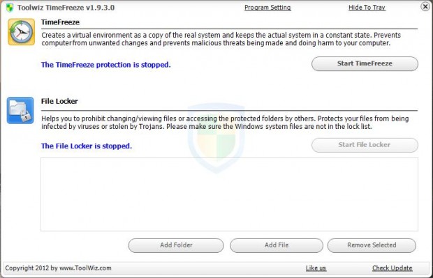 Toolwiz Time Freeze Ekran Goruntusu - Main