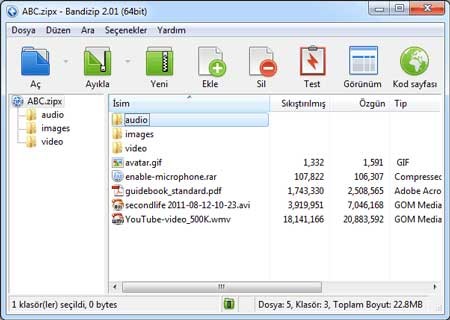 Bandizip Ekran Goruntusu - Ana Ekran