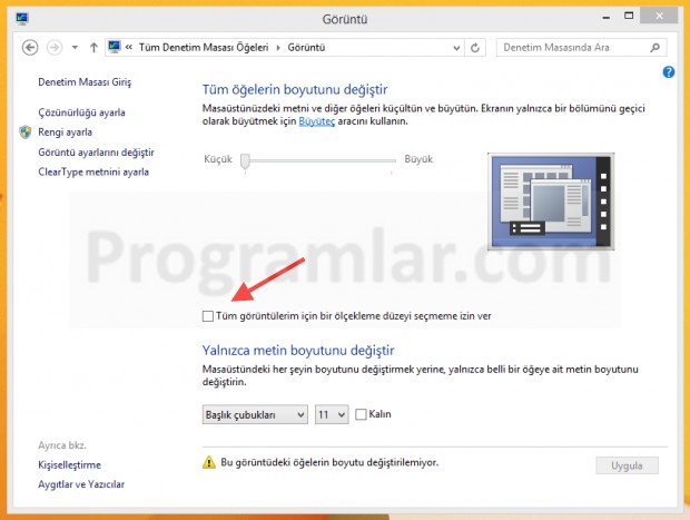 Windows Yazı Boyutunu Değiştirmek 3