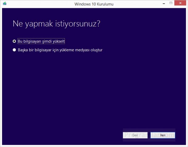 Windows 10 a Yükseltme