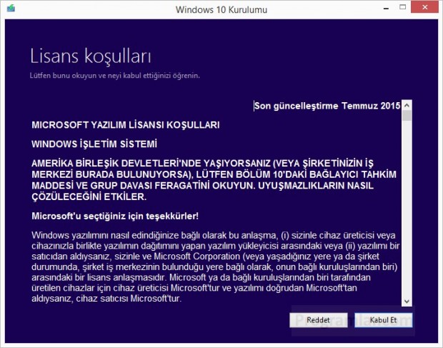 Windows 10 a Yükseltme