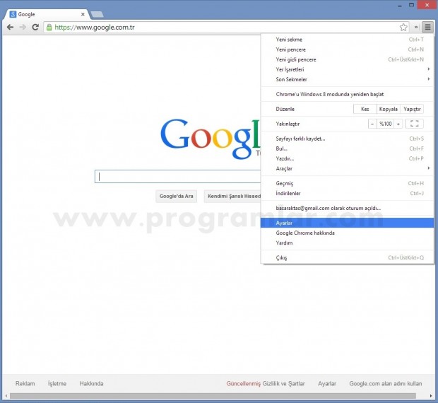 Google Chrome da Kaydedilmis sifreleri silmek 01