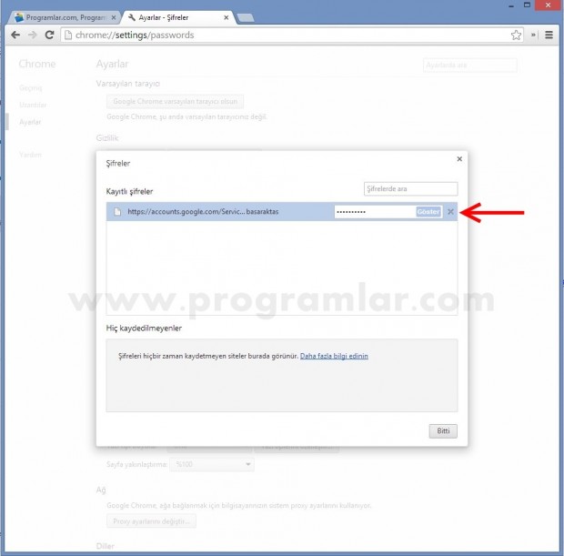 Google Chrome da Kaydedilmis sifreleri silmek 04