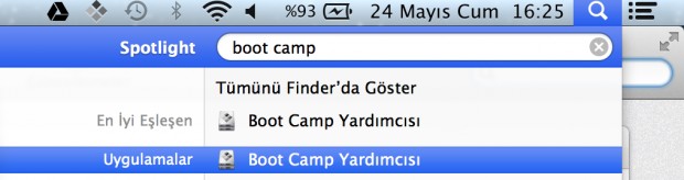 Macbook Pro ya  Windows Kurulumu - Spotlight