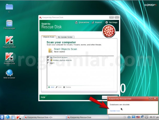 Kaspersky Rescue Disk Kullanımı - Veritabani Guncelleme