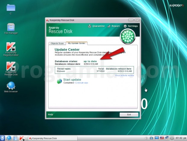 Kaspersky Rescue Disk Kullanımı - Database up to date