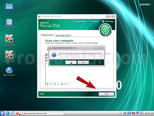 Kaspersky Rescue Disk Kullanımı - Programdan Cikis