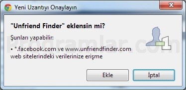 Unfriend Finder - Chrome Uzantı Onayı
