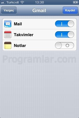 iPhone ve iPad için Gmail Ayarlari - Esitleme Ayarlari