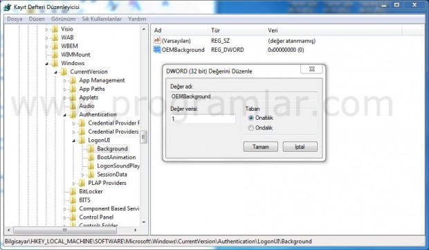 Windows 7 Giriş Ekranına Arka Plan Resmi Yerleştirme