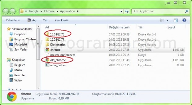 Eski Chrome Dosyalarını Silme