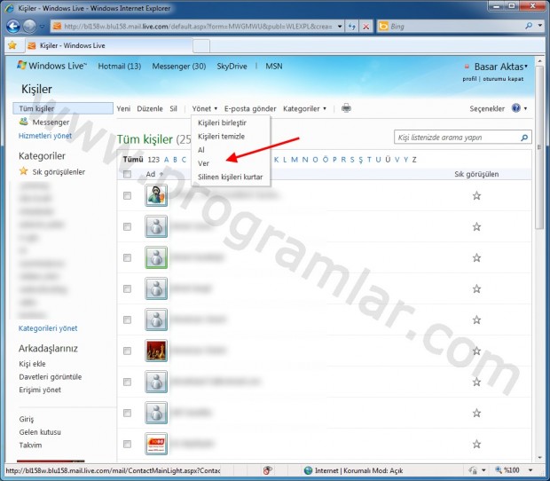 Windows Live Messenger\ da Kisileri Yeni Hesaba Tasimak