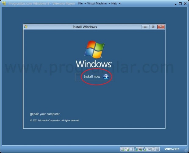 VMWare\ e Windows 8 Developer Preview Kurmak