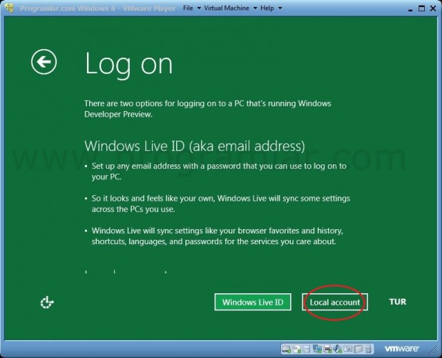 VMWare\ e Windows 8 Developer Preview Kurmak