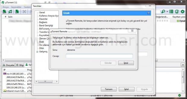 uTorrent  i Cep Telefonundan Kontrol etmek ve Kullanmak