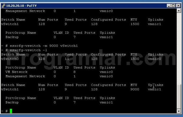 Esxi\ da Jumbo Frame Desteğini Aktif Etmek