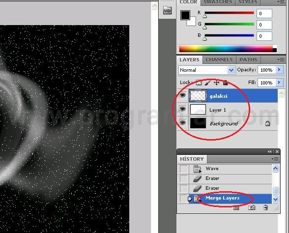 Photoshop ta Galaksi Yaratma