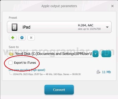 Videoları iPhone, iPad, iPod formatına çevirme