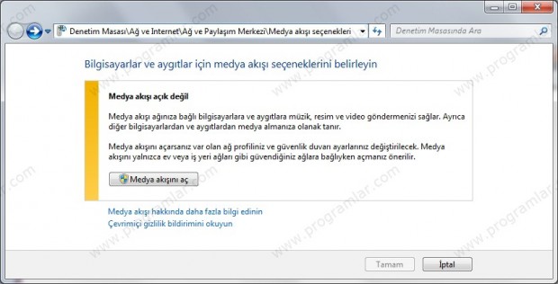 Windows Media Player\\\ da DLNA Özelli%u011Fini Açmak