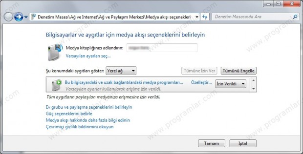 Windows Media Player\\\ da DLNA Özelli%u011Fini Açmak