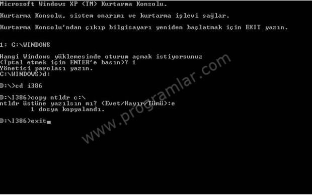 Windows XP  de NTLDR Eksik Hatası ve Çözümü