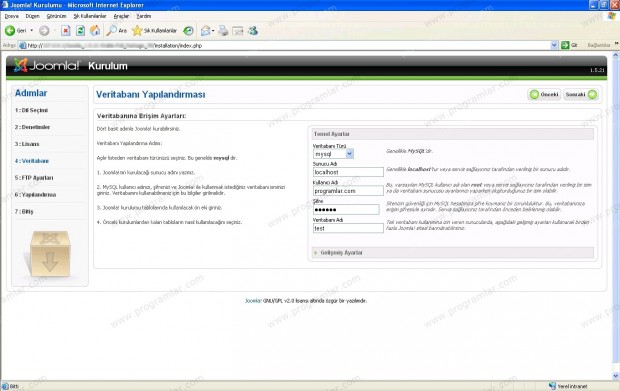 Joomla 1.5.21 (Türkçe) Kurulumu