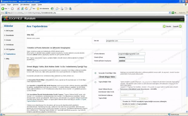 Joomla 1.5.21 (Türkçe) Kurulumu