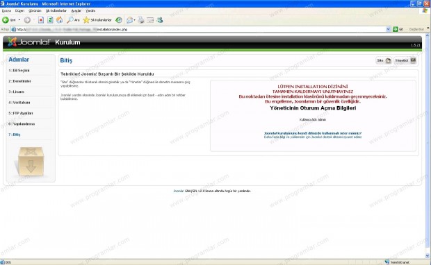 Joomla 1.5.21 (Türkçe) Kurulumu