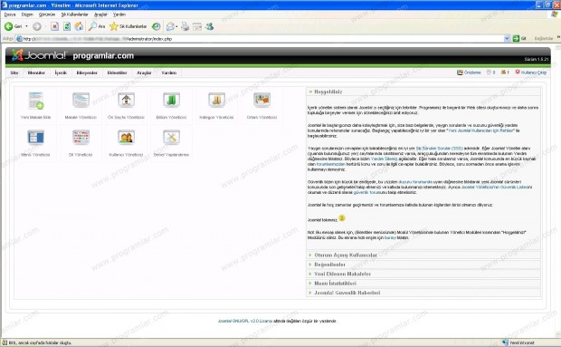 Joomla 1.5.21 (Türkçe) Kurulumu