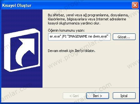 Toplu İmha için Kısayol Oluşturma