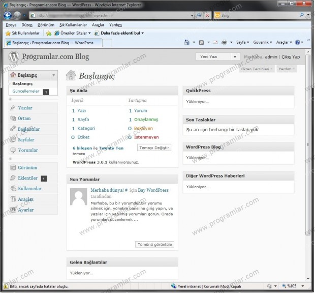 Wordpress 3.0.1 Kurulumu