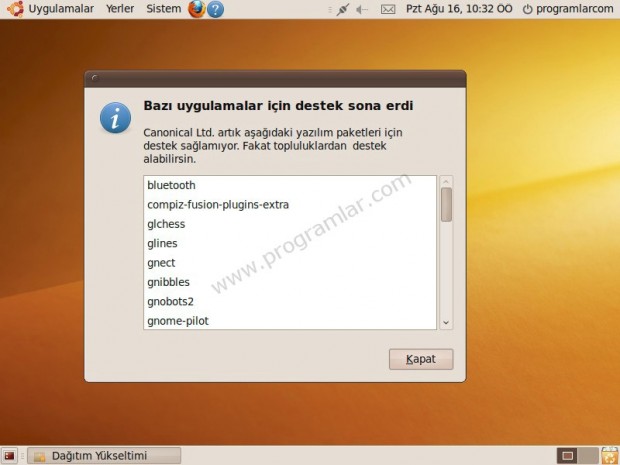 Ubuntu 9.04  den 10.04  e yükseltme (Upgrade)