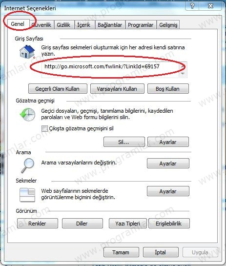 Internet  Explorer 8 Açılış Sayfası Değiştirme