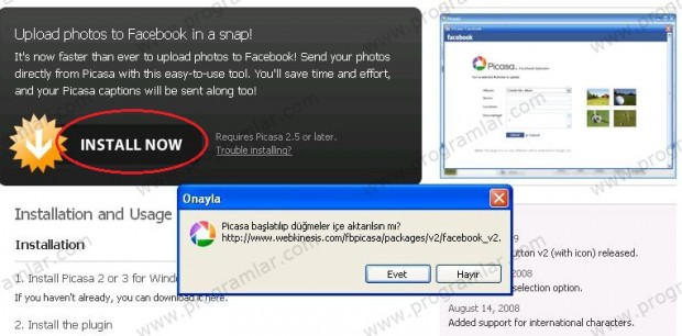 Picasa Uploader ile Facebook  a resim yükleme