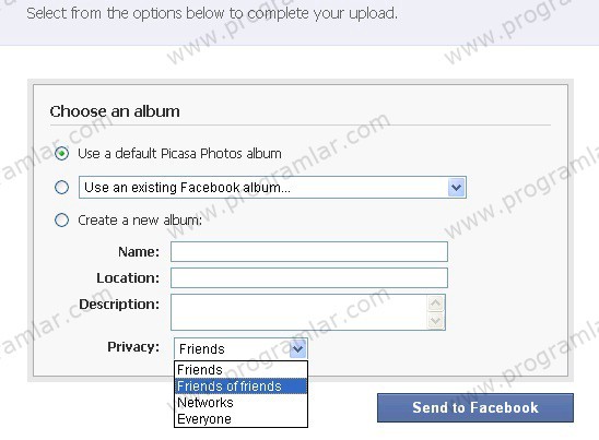 Picasa Uploader ile Facebook  a resim yükleme