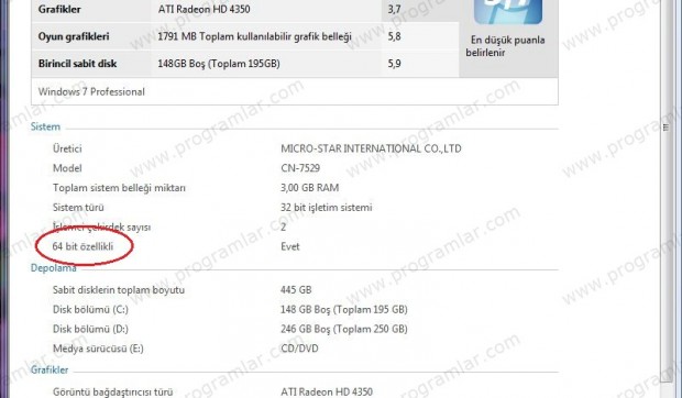 İşlemcinin 64 bit desteği var mı nasıl anlaşılır?