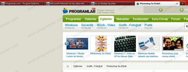 Windows 7 Araç Çubuğunda Firefox için Önizleme