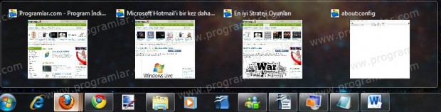 Windows 7 Araç Çubuğunda Firefox için Önizleme