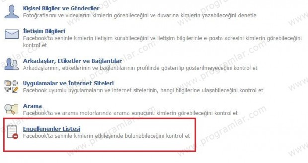 Facebook   da Kişi Engelleme