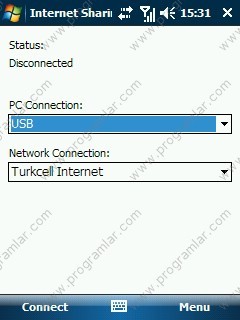 Windows Mobile  pc connection seçimi