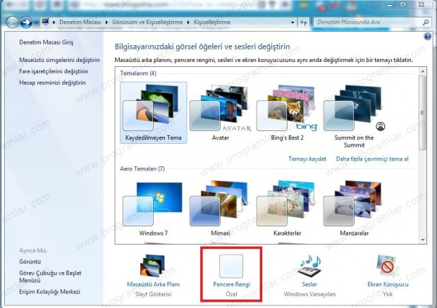 Windows 7  de Tema Oluşturmak