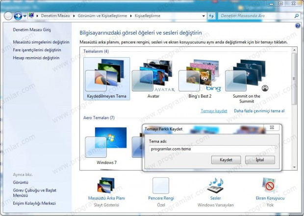 Windows 7  de Tema Oluşturmak