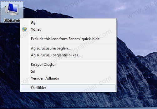 Windows 7 de geri yükleme noktası oluşturmak